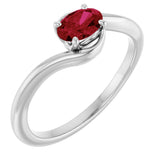 14K Gold Oval Lab-Grown Ruby Solitaire Bypass Ring - White Gold