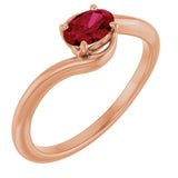 14K Gold Oval Lab-Grown Ruby Solitaire Bypass Ring - Rose Gold