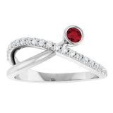 Platinum Round Natural Ruby Criss-Cross Bezel-Set Ring – 3mm Stones - view 8