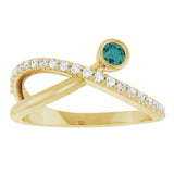 14K Gold Round Natural Alexandrite Criss-Cross Bezel-Set Ring – 3mm Stones - Yellow Gold - view 8
