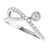 14K Gold Round Natural White Sapphire Criss-Cross Bezel-Set Ring – 3mm Stones - White Gold - view 10