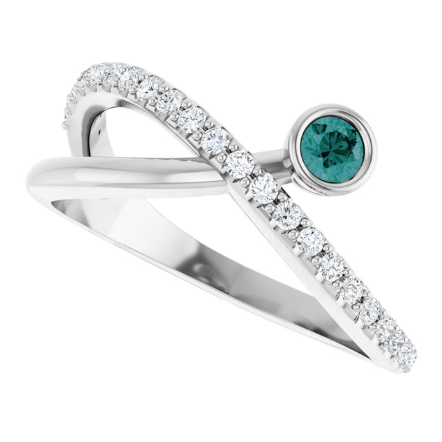 Platinum Round Natural Alexandrite Criss-Cross Bezel-Set Ring – 3mm Stones - view 10