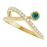 14K Gold Round Natural Alexandrite Criss-Cross Bezel-Set Ring – 3mm Stones - Yellow Gold - view 10