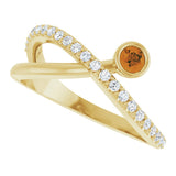 14K Gold Round Natural Citrine Criss-Cross Bezel-Set Ring – 3mm Stones - Yellow Gold - view 10
