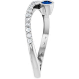 Platinum Round Natural Blue Sapphire Criss-Cross Bezel-Set Ring – 3mm Stones - view 9