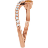 14K Gold Round Natural Citrine Criss-Cross Bezel-Set Ring – 3mm Stones - Rose Gold - view 9