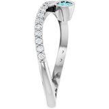 Platinum Round Natural Blue Zircon Criss-Cross Bezel-Set Ring – 3mm Stones - view 9