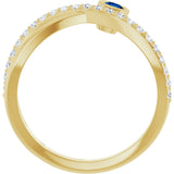 14K Gold Round Natural Blue Sapphire Criss-Cross Bezel-Set Ring – 3mm Stones - Yellow Gold - view 7