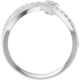 14K Gold Round Natural White Sapphire Criss-Cross Bezel-Set Ring – 3mm Stones - White Gold - view 7