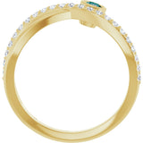 14K Gold Round Natural Alexandrite Criss-Cross Bezel-Set Ring – 3mm Stones - Yellow Gold - view 7