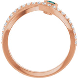 14K Gold Round Natural Alexandrite Criss-Cross Bezel-Set Ring – 3mm Stones - Rose Gold - view 7