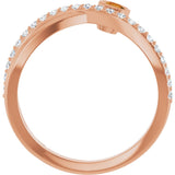 14K Gold Round Natural Citrine Criss-Cross Bezel-Set Ring – 3mm Stones - Rose Gold - view 7