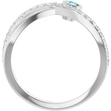 Platinum Round Natural Blue Zircon Criss-Cross Bezel-Set Ring – 3mm Stones - view 7