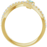 14K Gold Round Natural Blue Zircon Criss-Cross Bezel-Set Ring – 3mm Stones - Yellow Gold - view 7