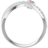 14K Gold Round Natural Pink Tourmaline Criss-Cross Bezel-Set Ring – 3mm Stones - White Gold - view 7