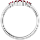 14K Gold Round Natural Ruby Graduated V Ring - White Gold - view 7