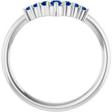 Platinum Round Natural Blue Sapphire Graduated V Ring - view 7