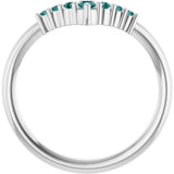 14K Gold Round Natural Alexandrite Graduated V Ring - White Gold - view 7