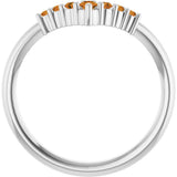 Platinum Round Natural Citrine Graduated V Ring - view 7