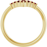 14K Gold Round Natural Mozambique Garnet Graduated V Ring - Yellow Gold - view 7