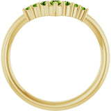 14K Gold Round Natural Peridot Graduated V Ring - Yellow Gold - view 7