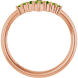 14K Gold Round Natural Peridot Graduated V Ring - Rose Gold - view 7