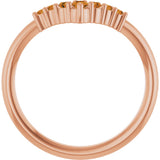 14K Gold Round Natural Citrine Graduated V Ring - Rose Gold - view 7