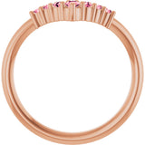 14K Gold Round Natural Pink Tourmaline Graduated V Ring - Rose Gold - view 7