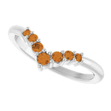 Platinum Round Natural Citrine Graduated V Ring - view 10