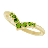 14K Gold Round Natural Peridot Graduated V Ring - Yellow Gold - view 10