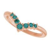 14K Gold Round Natural Alexandrite Graduated V Ring - Rose Gold - view 10