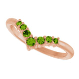 14K Gold Round Natural Peridot Graduated V Ring - Rose Gold - view 10