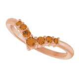 14K Gold Round Natural Citrine Graduated V Ring - Rose Gold - view 10