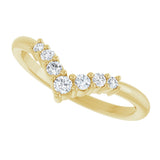 14K Gold Round Natural White Sapphire Graduated V Ring - Yellow Gold - view 10