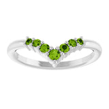 Platinum Round Natural Peridot Graduated V Ring - view 8