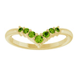14K Gold Round Natural Peridot Graduated V Ring - Yellow Gold - view 8