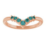 14K Gold Round Natural Alexandrite Graduated V Ring - Rose Gold - view 8