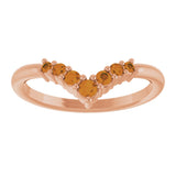 14K Gold Round Natural Citrine Graduated V Ring - Rose Gold - view 8