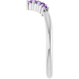 Platinum Round Natural Amethyst Graduated V Ring - view 9
