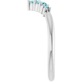 Platinum Round Natural Blue Zircon Graduated V Ring - view 9