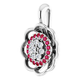 14K Gold Round Natural Diamond Halo-Style Cluster Necklace or Pendant – 1/6 CTW - White Gold - view 5