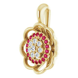 14K Gold Round Natural Diamond Halo-Style Cluster Necklace or Pendant – 1/6 CTW - Yellow Gold - view 5