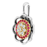14K Gold Round Natural Diamond Halo-Style Cluster Necklace or Pendant – 1/6 CTW - Two-Tone - view 5