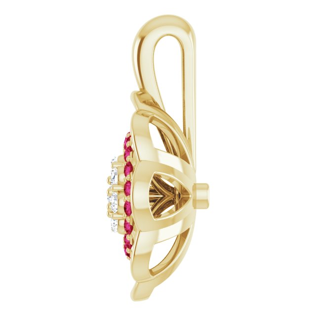 14K Gold Round Natural Diamond Halo-Style Cluster Necklace or Pendant – 1/6 CTW - Yellow Gold - view 6