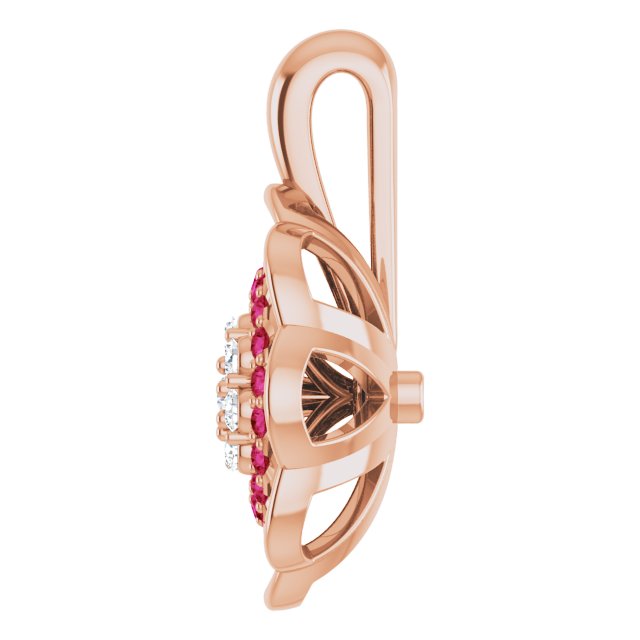 14K Gold Round Natural Diamond Halo-Style Cluster Necklace or Pendant – 1/6 CTW - Rose Gold - view 6