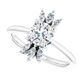 14K Gold Round Natural White Sapphire & Natural Diamond Accented Ring - White Gold - view 5