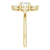 14K Gold Round Natural White Sapphire & Natural Diamond Accented Ring - Yellow Gold - view 4