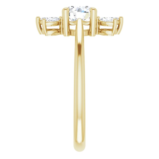 14K Gold Round Natural White Sapphire & Natural Diamond Accented Ring - Yellow Gold - view 4