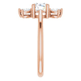 14K Gold Round Natural White Sapphire & Natural Diamond Accented Ring - Rose Gold - view 4