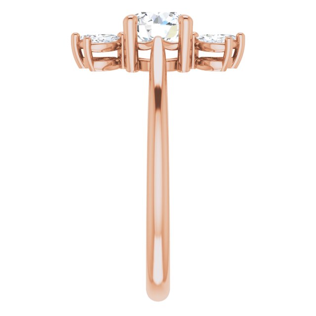 14K Gold Round Natural White Sapphire & Natural Diamond Accented Ring - Rose Gold - view 4